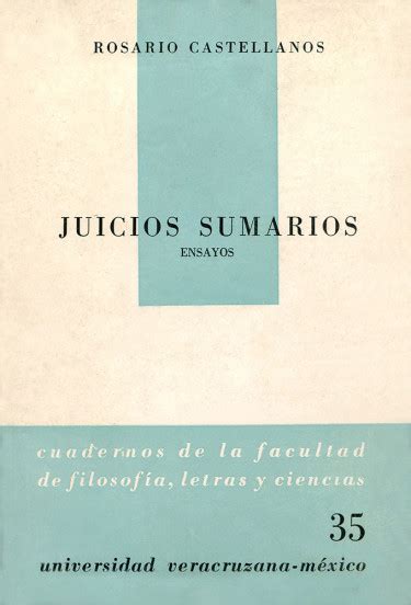 Juicios Sumarios Libro Rosario Castellanos Direcci N Editorial