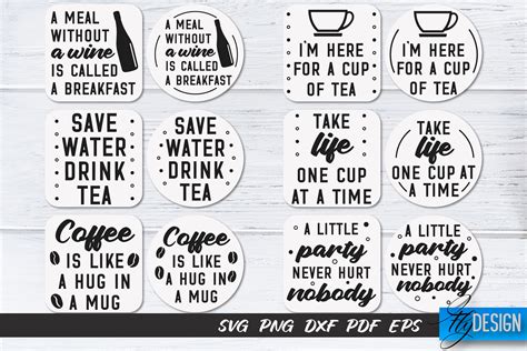 Coasters Svg Bundle Coffee Svg Design Funny Quotes By Fly Design