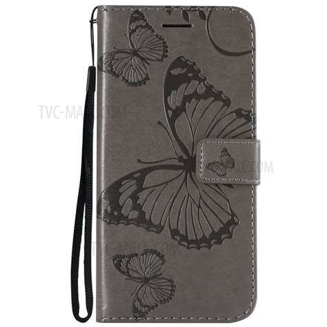 Imprinted Butterfly Wallet Magnetic Stand Leather Cell Phone Case For