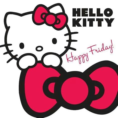 A Hello Kitty Happy Friday Card With A Bow On Its Head And The Words