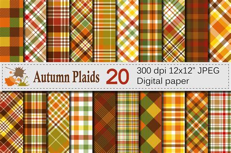 Autumn Plaid Digital Paper Fall Plaid Patterns By Vr Digital Design