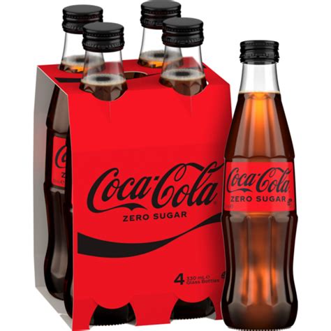 Coca Cola Zero Sugar Soft Drink Multipack Glass Bottles 4 X 330ml