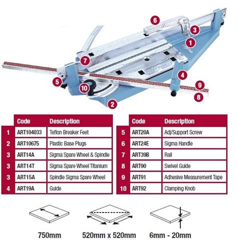 Sigma Tile Cutter 750 Mm Jerry And The Tilemakers