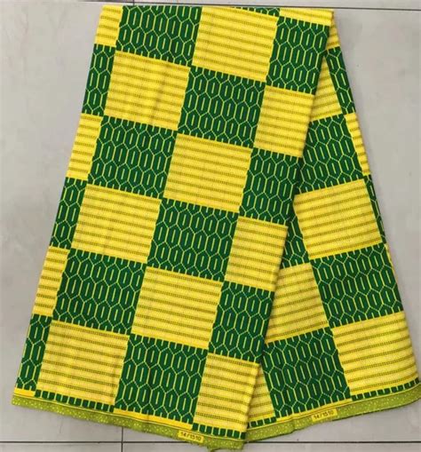 Traditional Kente Fabric,Yellow&Green kente prints cloth For Kente Dress 6 yards DFW 22-in ...