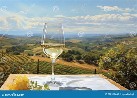 Glass Of White Wine On Table Stock Image Image Of Green Tasting