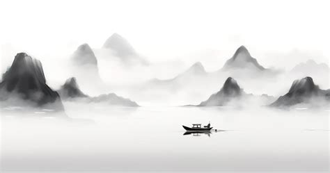 Premium AI Image | Chinese landscape ink painting