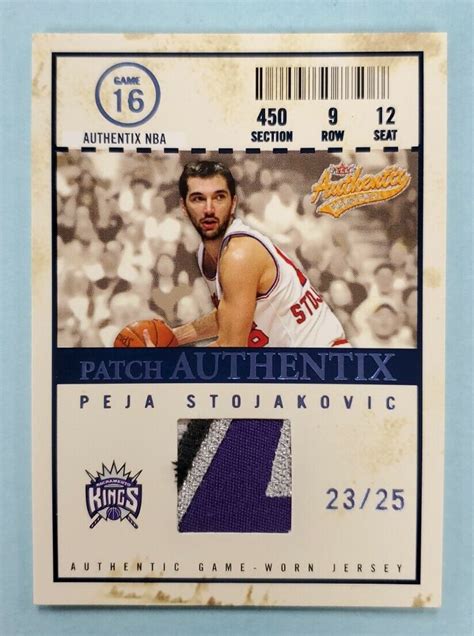 Fleer Authentix Peja Stojakovic Patch Jersey Ja Ps Card Ebay