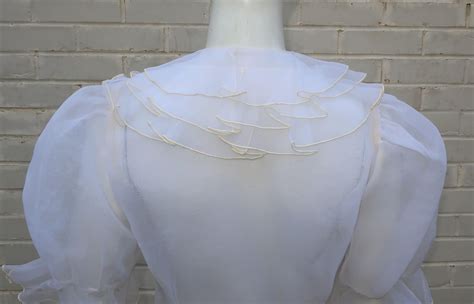 Vintage Silk Organza Sheer Ruffled Blouse At 1stdibs Gold Sequin Saree Blouse Ruffled Organza