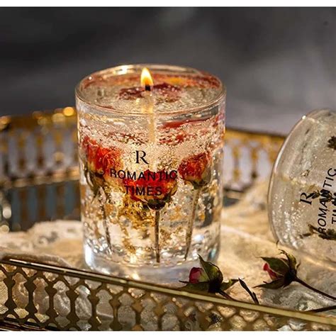 Square Glass Jar Jelly Velas Luxury Crystal Gel Wax Scented Candle With