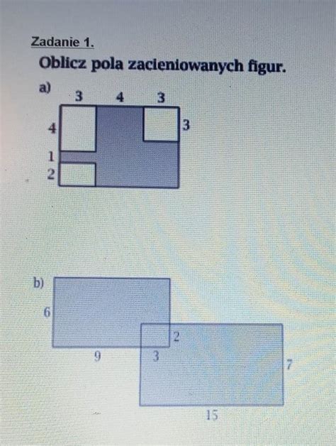 Oblicz Pola Zacieniowanych figur Klasa 7 Pola Prostokątów zadanie w