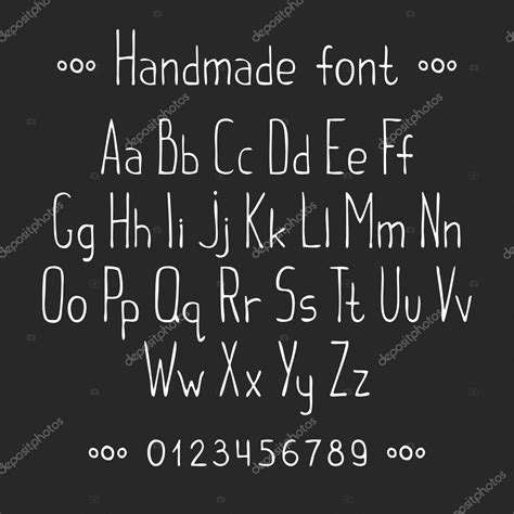 Simple Monochrome Hand Drawn Font Complete Abc Alphabet Set Vector