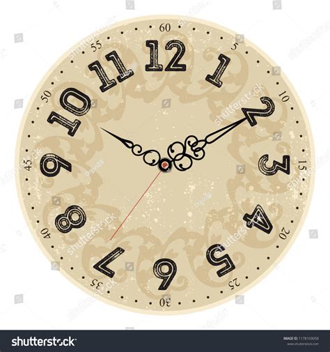 Grunge Old Vintage Clock Face Stock Vector Royalty Free 1178103058