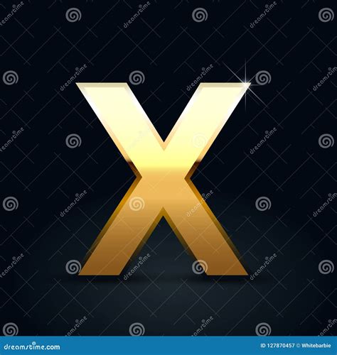 Golden Vector Letter X Uppercase Isolated On Black Background Stock