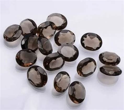 25 PIÈCES NATUREL Fumé Quartz 12x16mm Ovale à Facettes Coupe Libre