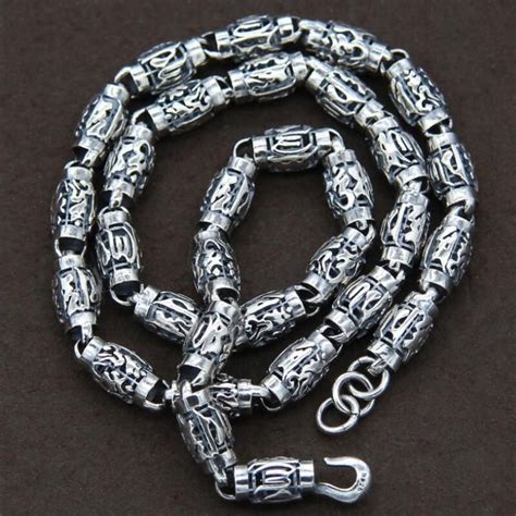 925 Silver Tibetan OM Necklace Tibetan Six Words Proverb Necklace