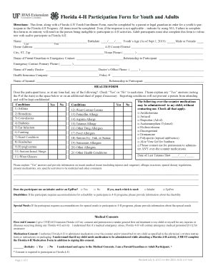 Fillable Online Desoto Ifas Ufl Florida 4 H Participation Form For