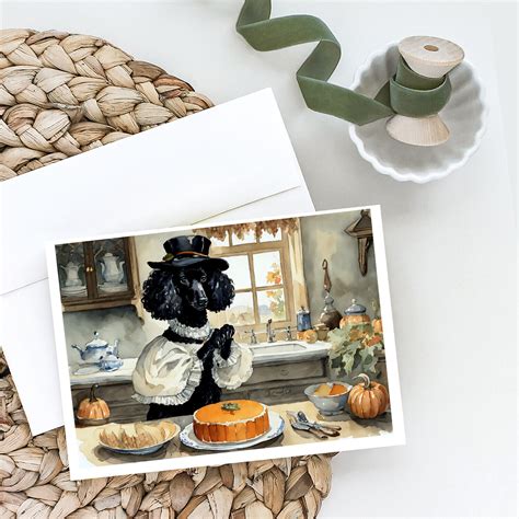 Poodle Thanksgiving Pumpkins Greeting Cards Envelopes Pack Of 8