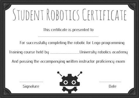 12 Robotics Certificate Templates For Training Institutes Trainers