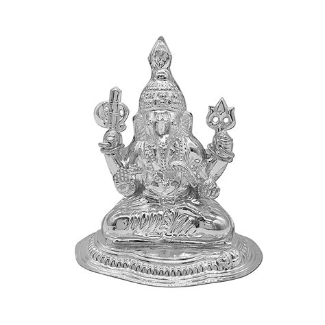 Buy Kashvi Luck Pure Silver Ganpati Ganesh Ji Murti Idol For Pooja