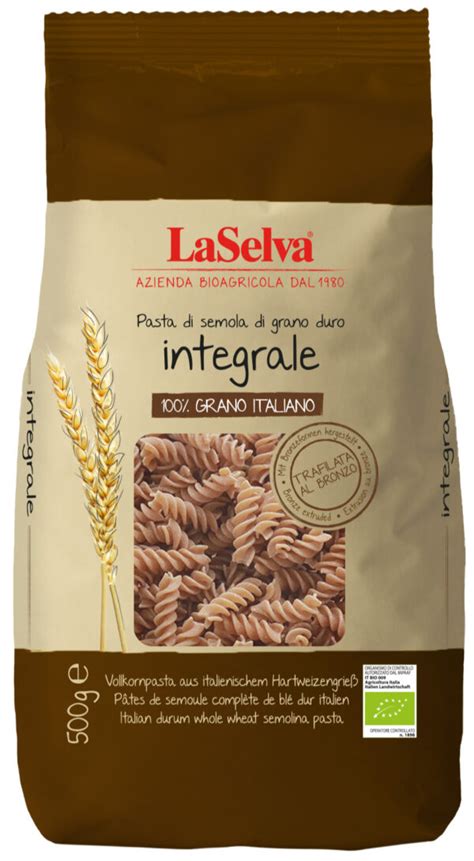 LaSelva Bio Fusilli Teigwaren aus Vollkorn Hartweizengrieß 12 x 500g