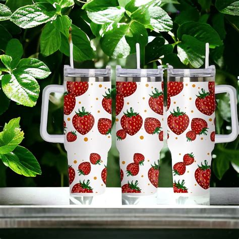 Cottagecore Strawberry Lover Travel Tumbler Boho Strawberries Floral