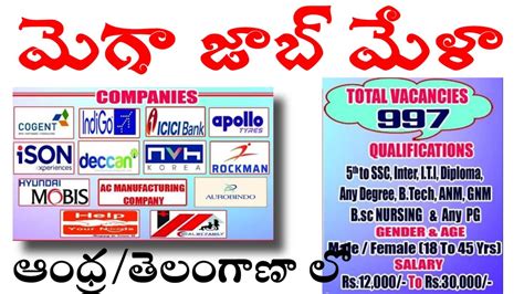 Mega Job Mela Job Vacancies Telugu It Companies Jobs All Types Of