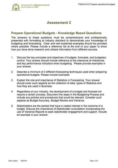 Fnsacc Assessment Kbq Fnsacc Prepare Operational Budgets