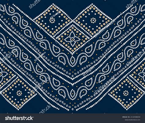 Latest Bandhani Motif Blue Background Patola Stock Illustration