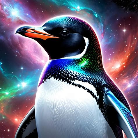 Intimidating Penguin God Made Of Cosmic Energy Whit