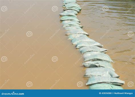 Sandbags flood protection stock photo. Image of global - 42826088