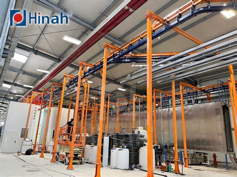 Power And Free Overhead Conveyor System Powder Coating Line For Steel