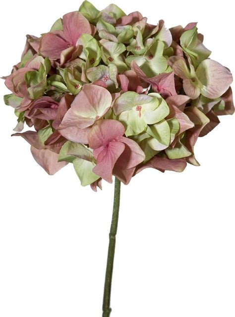 Viv Home Luxuries Hortensia Zijden Bloem Roze Met Groen 48cm