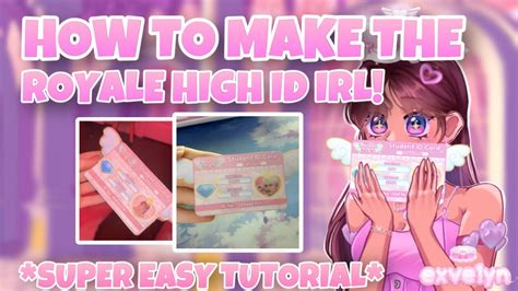 How To Make A Royale High Id Irl Tutorial Royale High Youtube