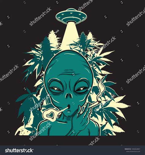 Alien Smoking Weed Drawing