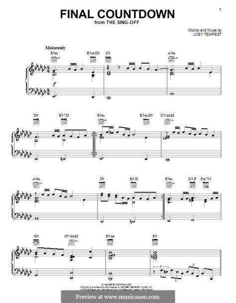 Final Countdown Europe By J Tempest Sheet Music On Musicaneo