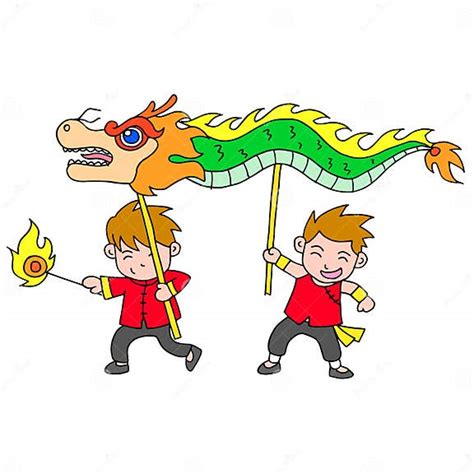 Chinese New Year Festival Dragon Dance Stock Vector Illustration Of