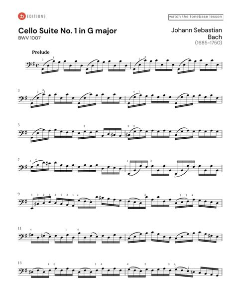 Johann Sebastian Bach Cello Suite No 1 In G Major Bwv 1007 Free Cello Sheet Music