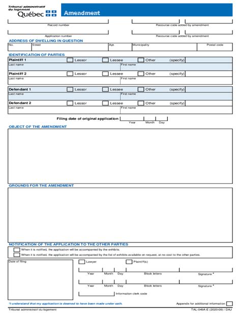 Fillable Online Formstribunal Administratif Du Logement Fax Email Print