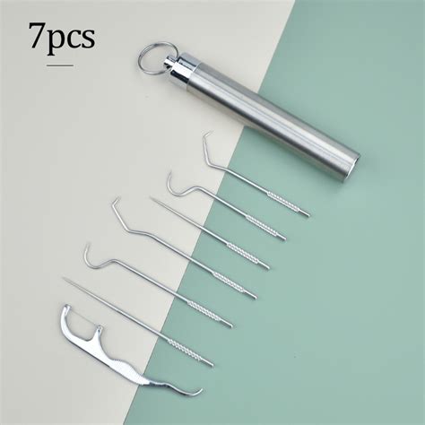 304 Metal Teeth Picking Tools Stainless Steel Toothpicks And Floss