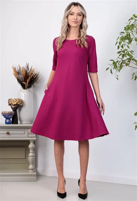 Rochie Magenta Accesorizata Cu Buzunare Dasha Ro