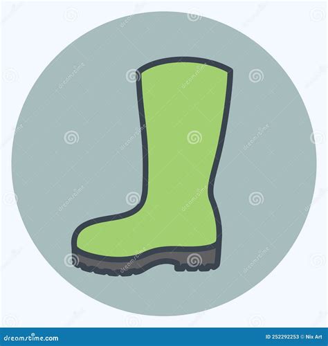 Gardening Boots Icon In Trendy Color Mate Style Isolated On Soft Blue