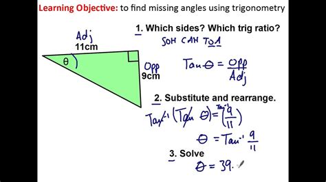 Finding A Missing Angle Using Trigonometry Youtube