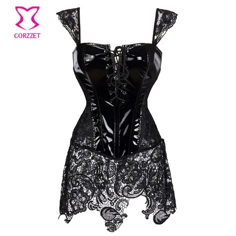 Steampunk Sexy Floral Lace Leather Corset 6xl Gothic Waist Trainer