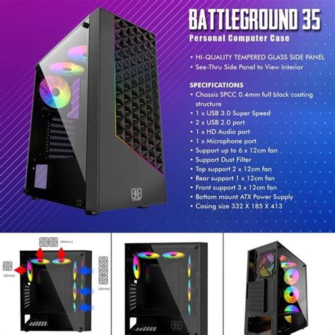 Jual Simbadda Battleground 35 Gaming CPU Case Tempered Glass Chassis