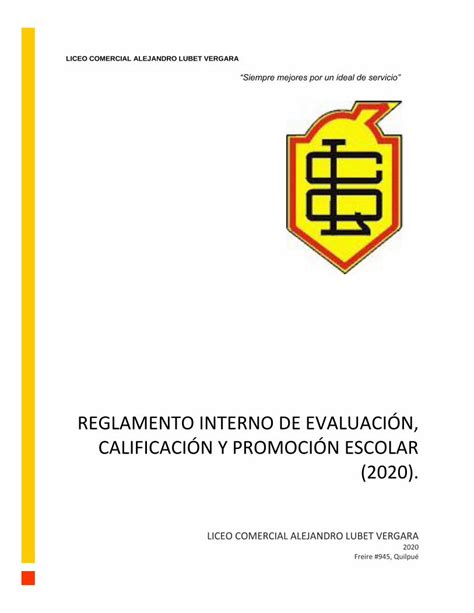 PDF REGLAMENTO INTERNO DE EVALUACIÓN CALIFICACIÓN Y Planes