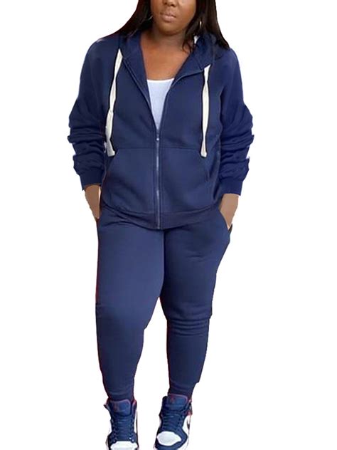 Cindysus Women Two Piece Outfit Plus Size Sweatsuit Hoodie Jogger Set