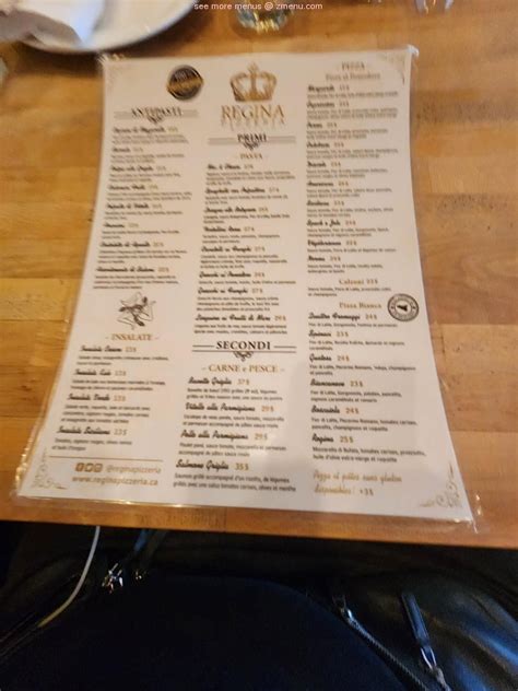 Menu At Regina Pizzeria Brossard