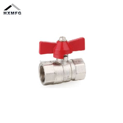 Chrome Plate Butterfly Handle Female Connection Brass Ball Valve China Straight Valve And