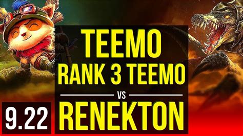 Teemo Vs Renekton Top Rank 3 Teemo 16m Mastery Points 600 Games