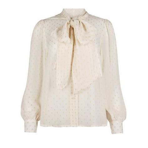 Sparkle Spot Pussy Bow White Shirt Oliver Bonas